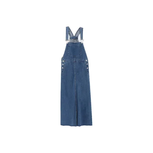 WOWI Denim Long Skirts Women's Denim Blue