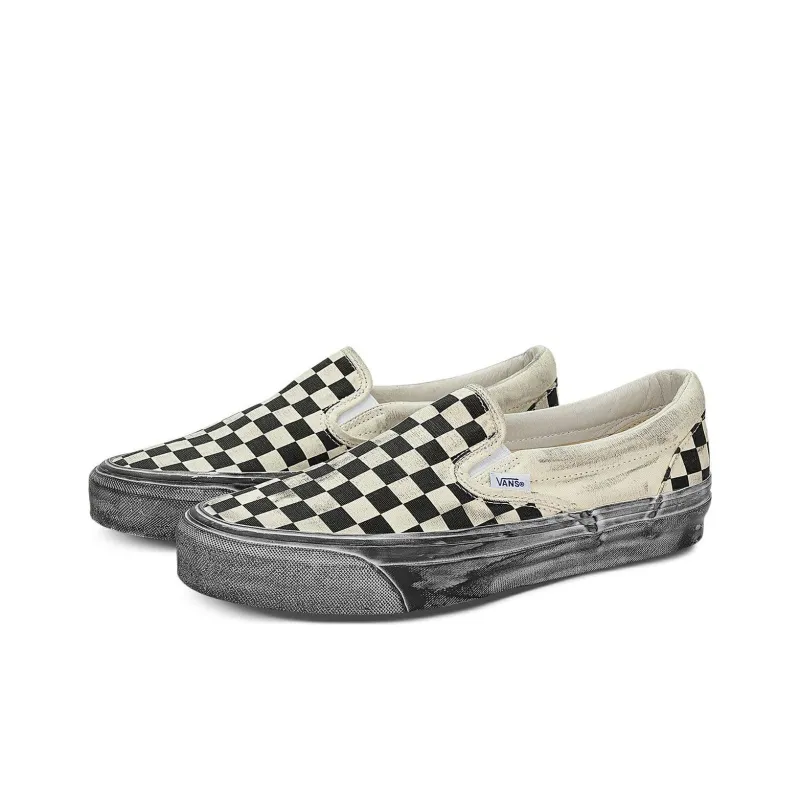 Vans Vault Ua Og Classic Slip On Lx Stressed Black Checkerboard-2