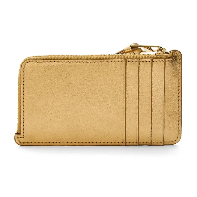 LOEWE Puzzle Cow Leather Card Holder Women's Gold-1