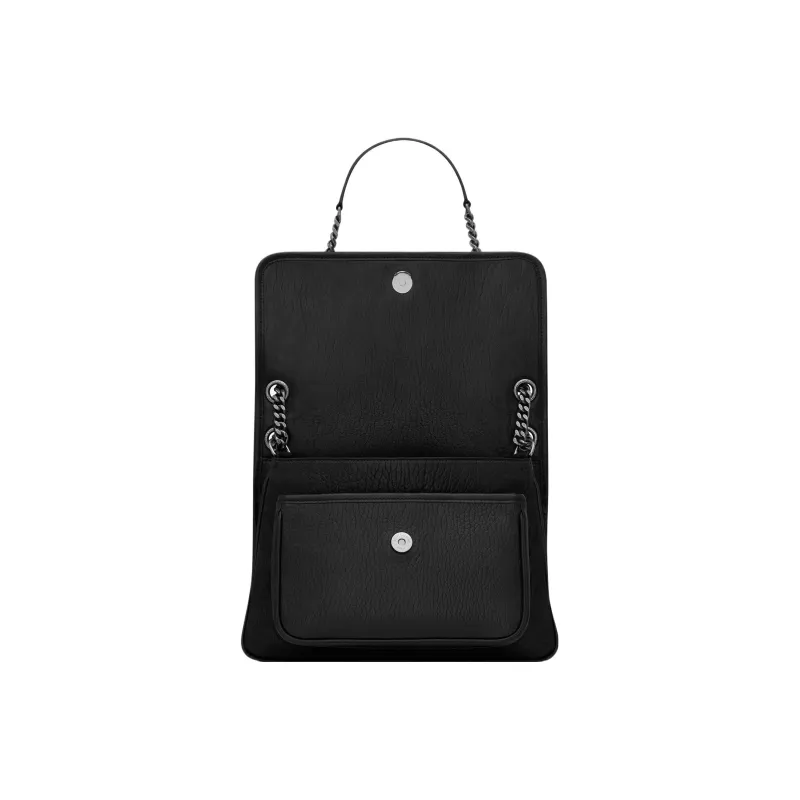 SAINT LAURENT Niki Grained Sheepskin Hobo Bag Shoulder Bag Crossbody Bag Medium Size Women's Black-4