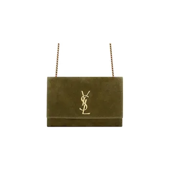 SAINT LAURENT KATE Suede Crossbody Bag Shoulder Bag Women's Dark Olive Green