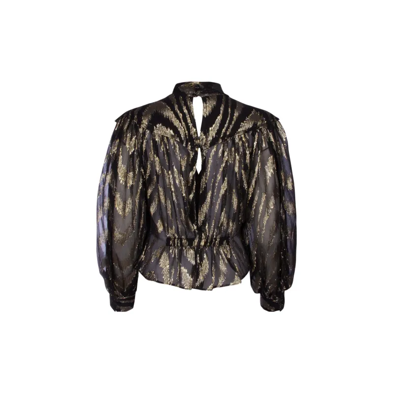 IRO NIGHT Lila Metallic Jacquard V Neck Blouse-1