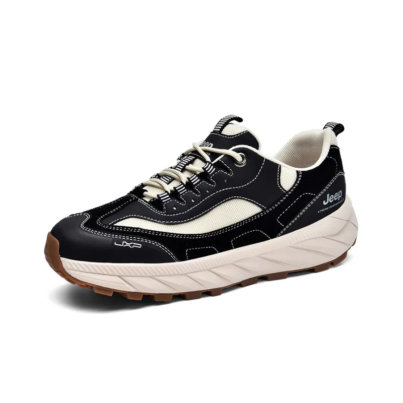 Jeep Cushioning Anti Slip And Wear Resistant Coverage Support Low Top Outdoor Shoes Men's Black White-2