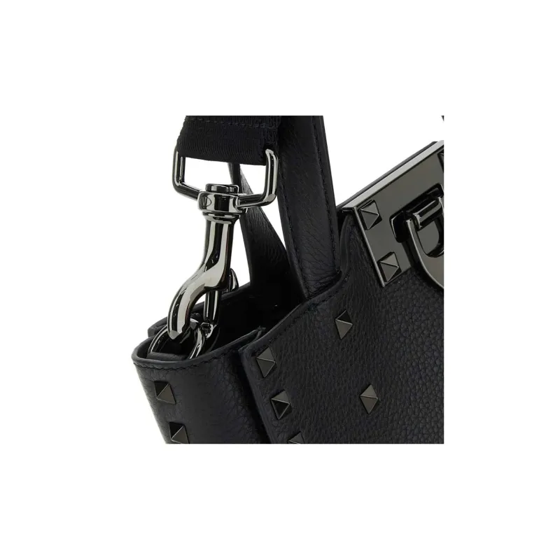 Valentino Calfskin Portable Crossbody Bag, Shoulder Bag Trumpets Men's Black-3