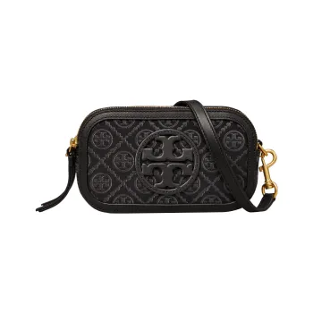 TORY BURCH T Monogram Jacquard With Nappa Leather Trim Shoulder Bag, Crossbody Bag Mini Women's Black