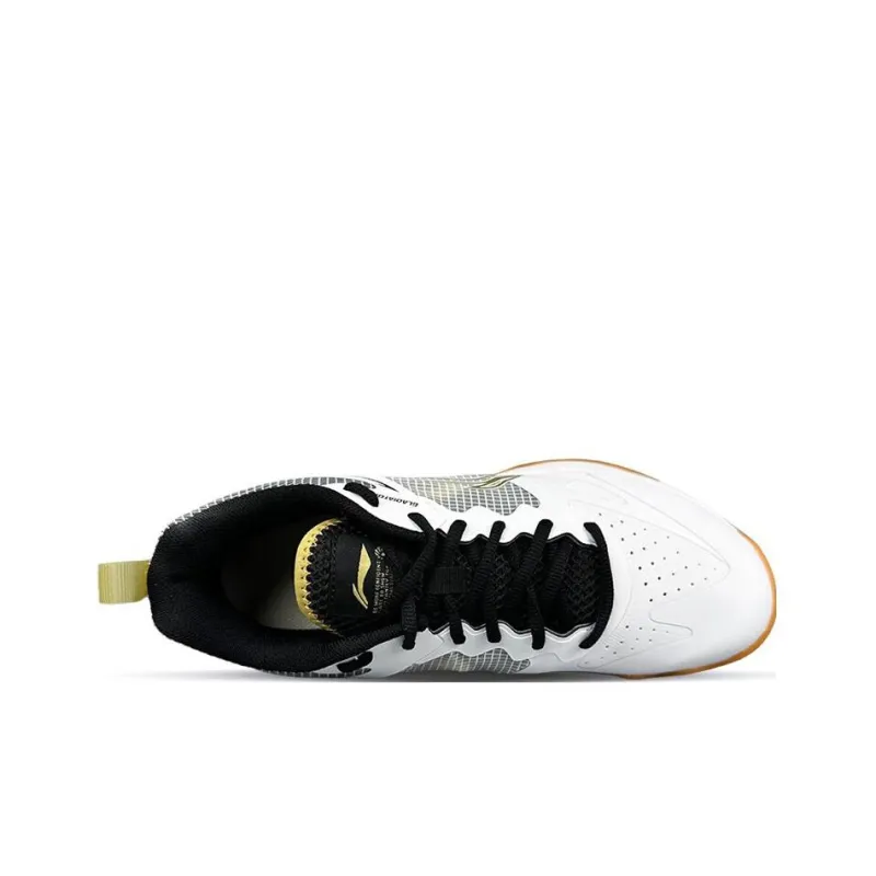 LiNing Gladiator Anti Slip Wear Resistant Low Top Badminton Shoes Unisex White Black-2