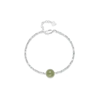 AGOVSKI Hetian Jade Bracelets Pale Greenish White Jade Women's