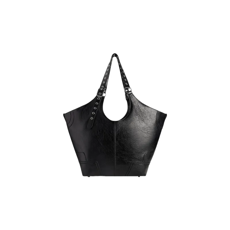 Balenciaga Le Cagole Lambskin Large Capacity One Shoulder Handbags Large Size Women's Black-3