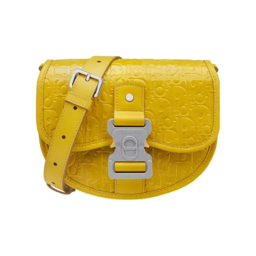 DIOR Gallop Oblique Gravity Print Leather Messenger Bag Shoulder Bag Crossbody Bag Mini Men's Yellow