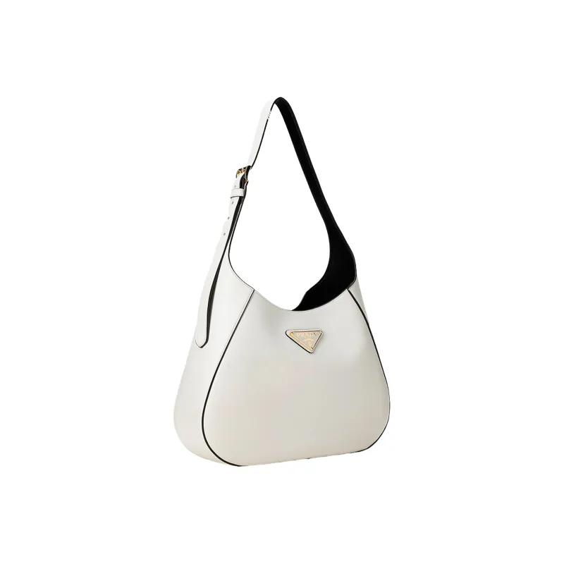 PRADA Calfskin Portable Crossbody Bag, Shoulder Bag Women's White-1