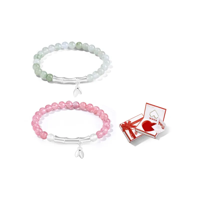 AWD S999 Fine Silver Strawberry Quartz Bracelets Unisex-5