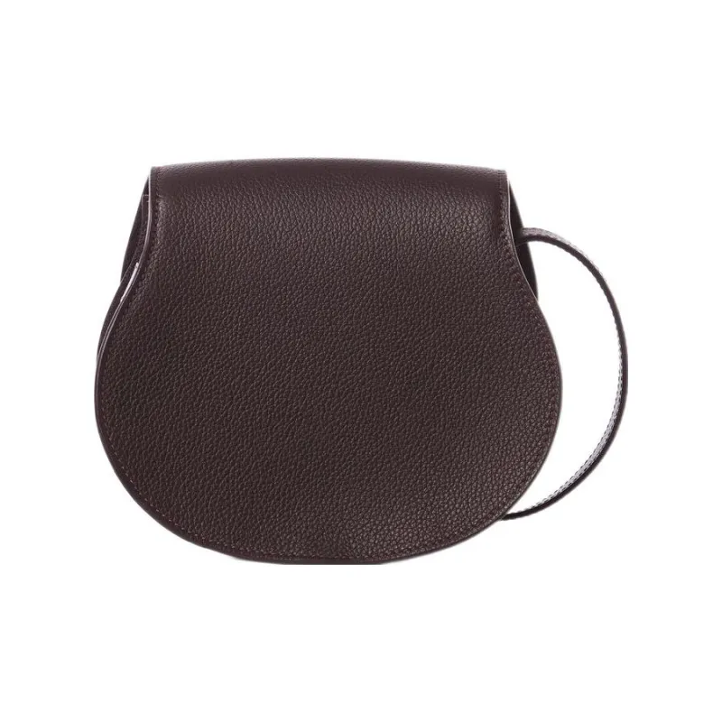Chloe Marcie Grain Calfskin Saddle Bag, Shoulder Bag, Crossbody Bag Trumpets Women's Dark Purple-2
