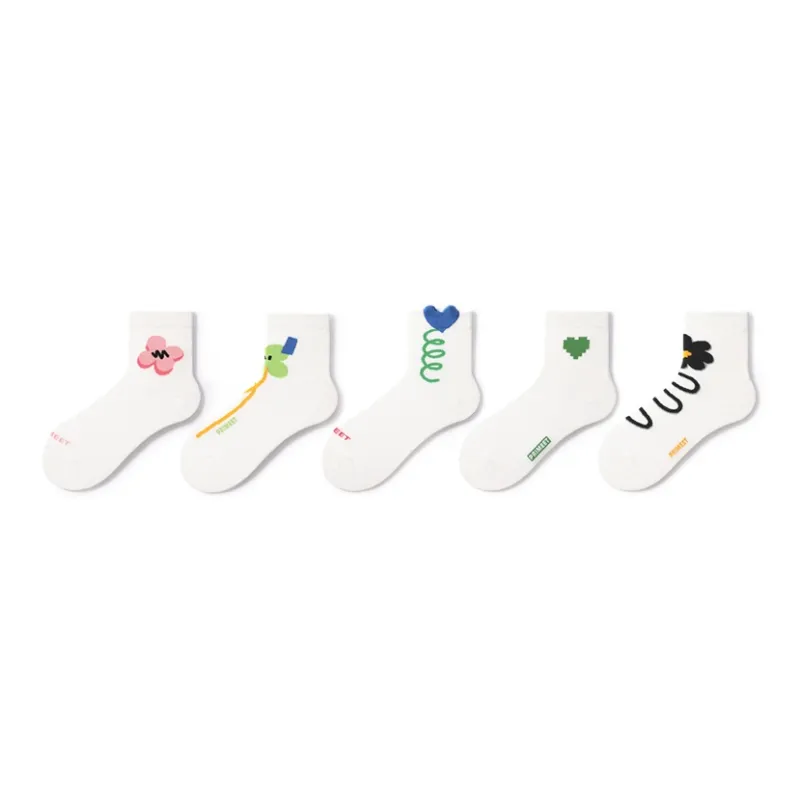 Primeet Mid Calf Socks Spring Summer Women's 5 Pack-8