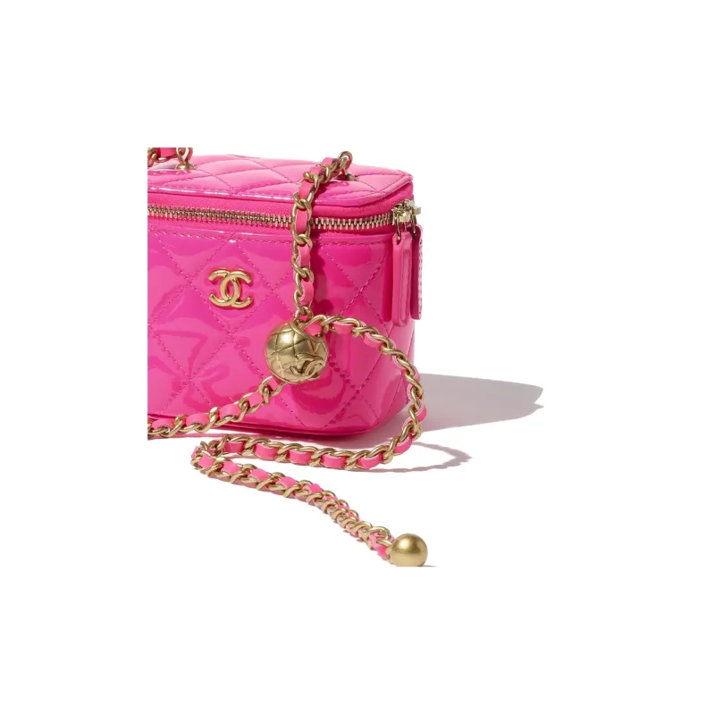 CHANEL 23C Early Spring Patent Leather Calfskin Box Bag, Shoulder Bag, Crossbody Bag Trumpets Women's Neon Pink-3