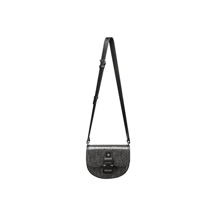 DIOR Gallop Oblique Gravity Print Leather Messenger Bag, Shoulder Bag, Crossbody Bag Mini Men's Black-4