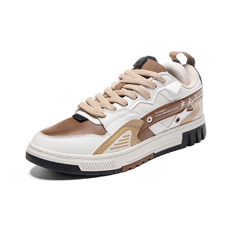 Kappa Anti Slip Wear Resistant Low Top Skateboard Shoes Unisex Moon Gray/Latte Coffee/Brown-2