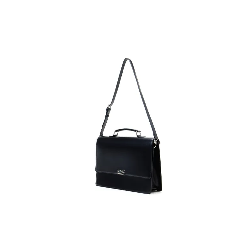 Crying Center Leather Portable Backpack Laptop Bag Briefcase Regular Unisex Black-0
