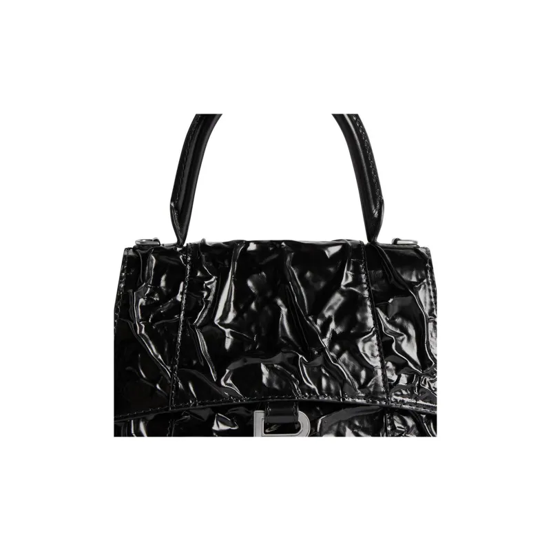 Balenciaga Hourglass Lambskin Shoulder Bag, Crossbody Bag, Handbag Small Size Women's Black-5