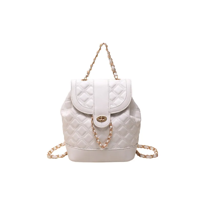 JANE KLAIN PU Backpack Medium Size Women's Pink/Ecru/Black-6