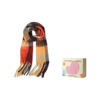VIVIWELL Knit Scarves Women's Multicolor Red Plaid