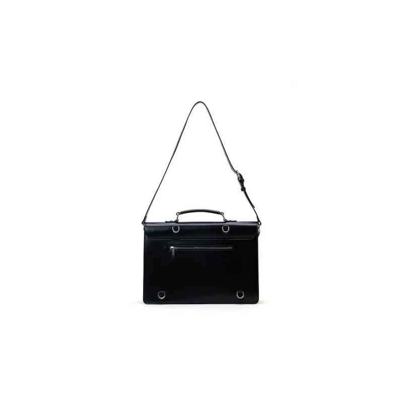 Crying Center Leather Portable Backpack Laptop Bag Briefcase Regular Unisex Black-1