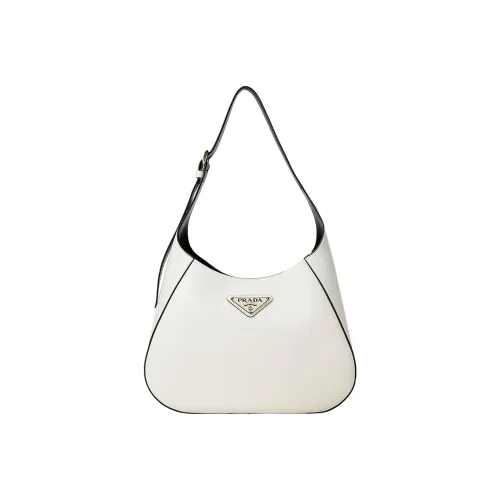 PRADA Calfskin Portable Crossbody Bag, Shoulder Bag Women's White