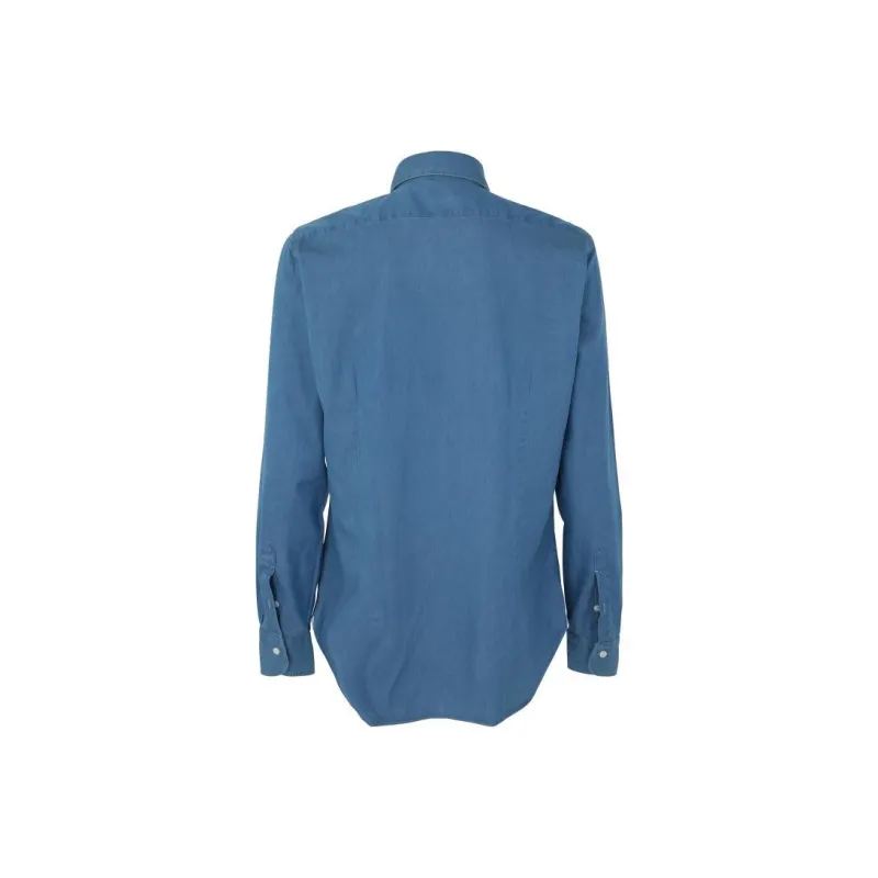 BARBA Spread collar Denim Shirt-1