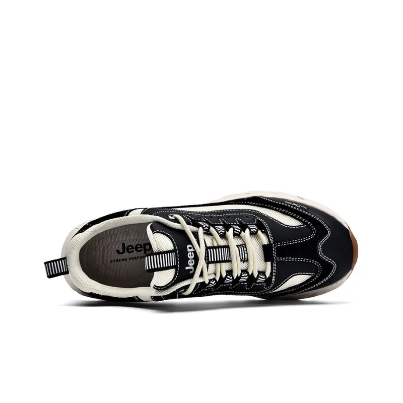 Jeep Cushioning Anti Slip And Wear Resistant Coverage Support Low Top Outdoor Shoes Men's Black White-3