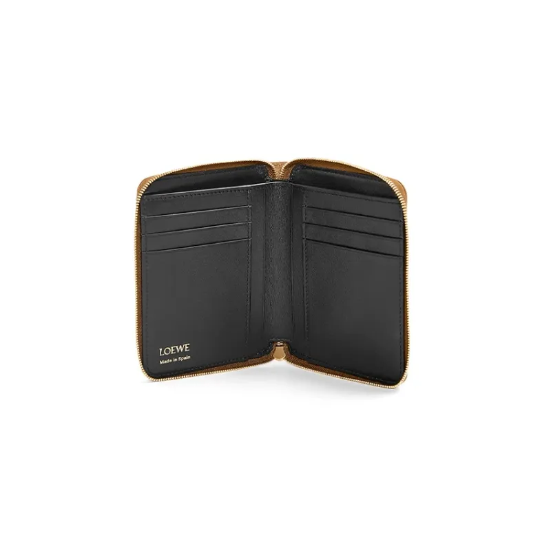 LOEWE Shiny Nappa Cow Leather Wallet Women's Brown/Black-3