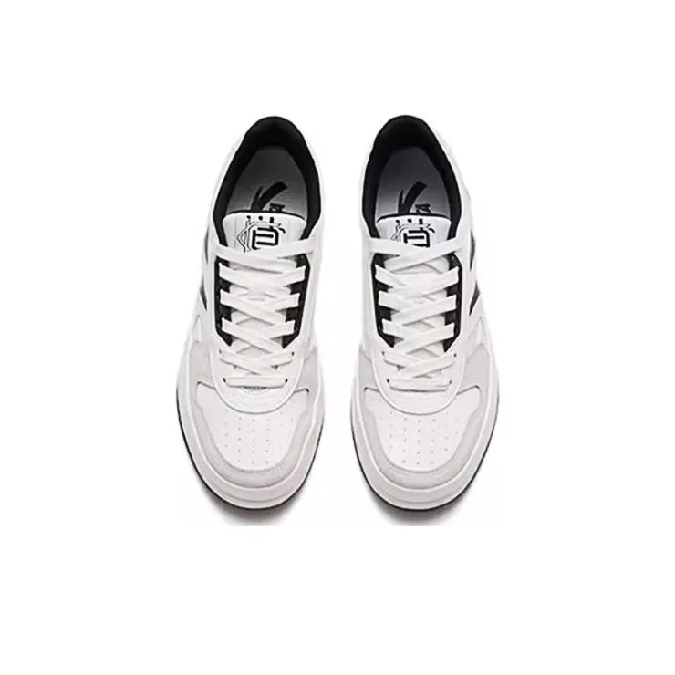 Anta Anti Slip Wear Resistant Low Top Skateboard Shoes Men's Black White-3