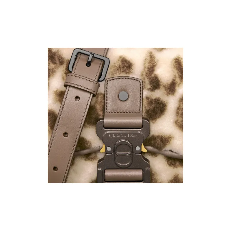 DIOR Gallop Shearling Shoulder Bag Crossbody Bag Mini Men's Brown/Cream White-4