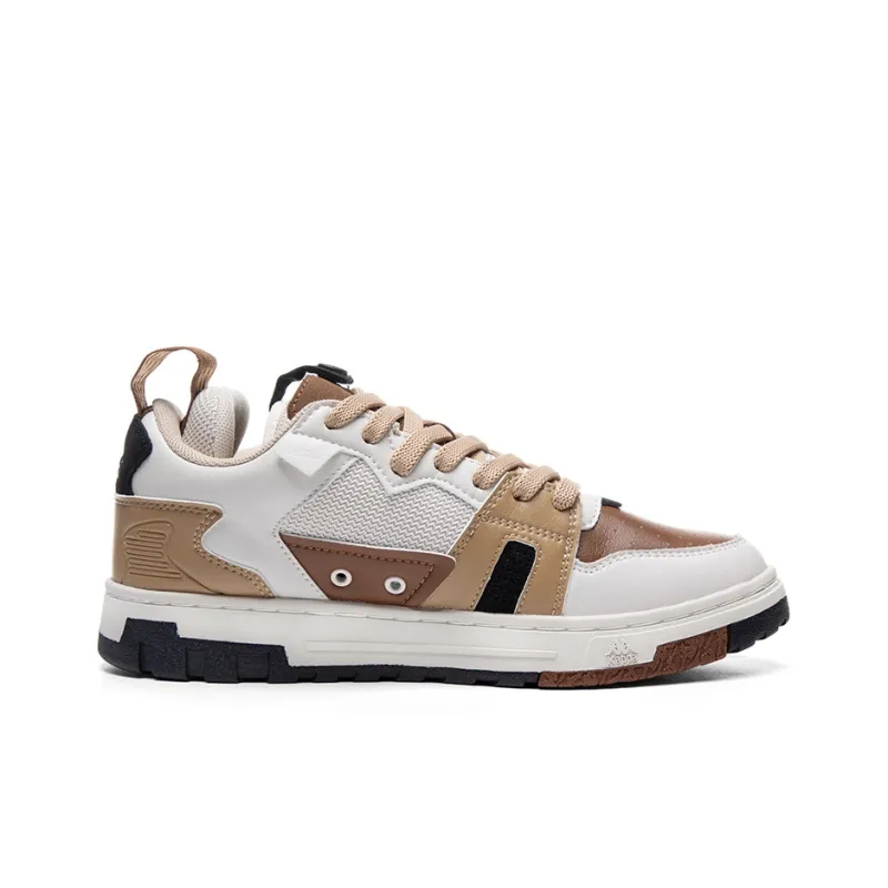 Kappa Anti Slip Wear Resistant Low Top Skateboard Shoes Unisex Moon Gray/Latte Coffee/Brown-1