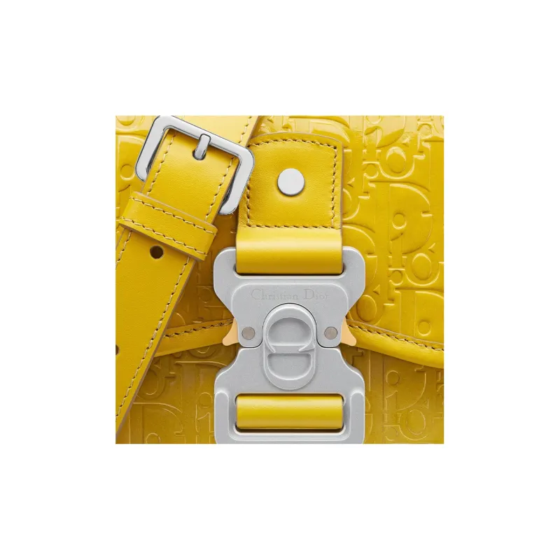 DIOR Gallop Oblique Gravity Print Leather Messenger Bag Shoulder Bag Crossbody Bag Mini Men's Yellow-5