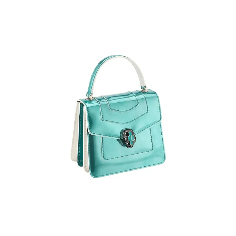 BVLGARI Serpenti Forever Calfskin Shoulder Bag Crossbody Bag Handbag Small Size Women's Green-1