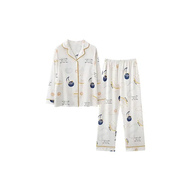 Xiang Ning Pai Spring And Fall Pajama Set Women's Ecru-0