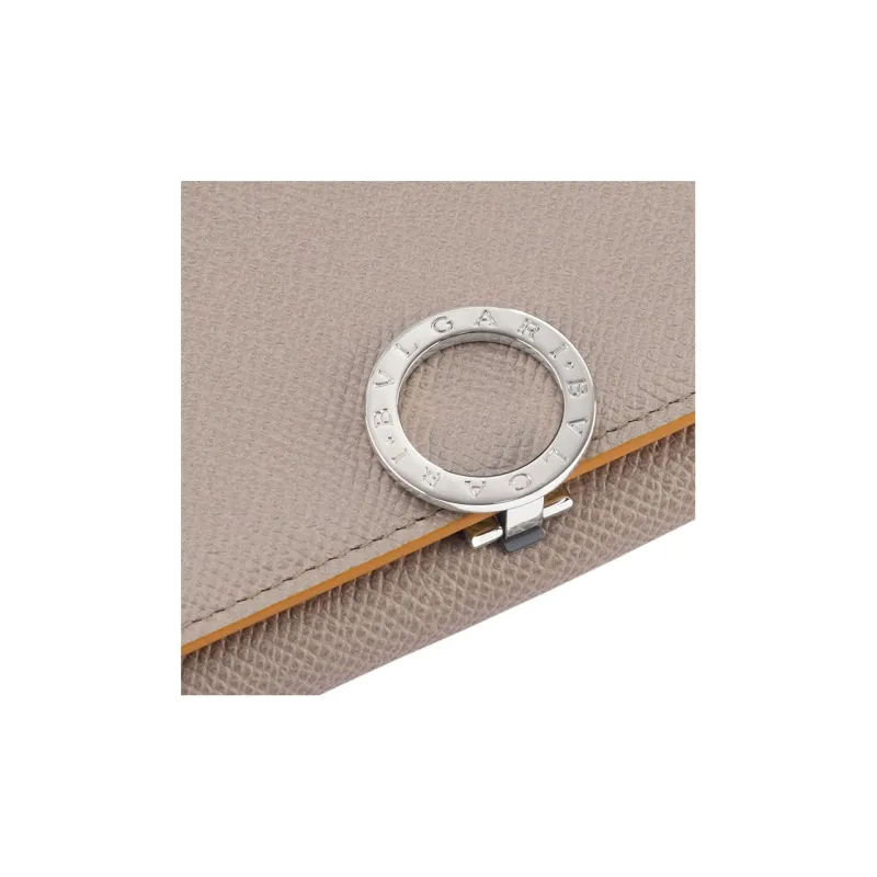 BVLGARI Bulgari Clip Calfskin Wallet Large Size Women's Yellow/Beige-3