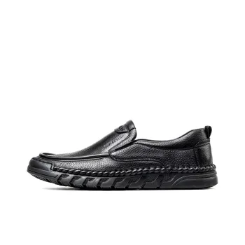 LAORENTOU Men's Casual Shoes Men Low Top Black/Brown