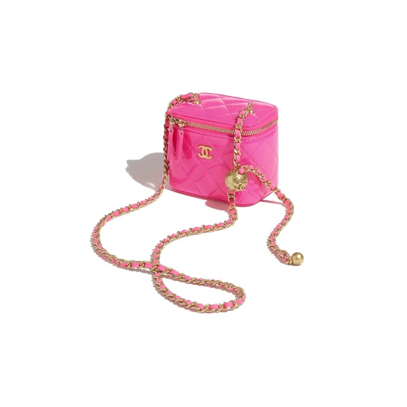 CHANEL 23C Early Spring Patent Leather Calfskin Box Bag, Shoulder Bag, Crossbody Bag Trumpets Women's Neon Pink-1