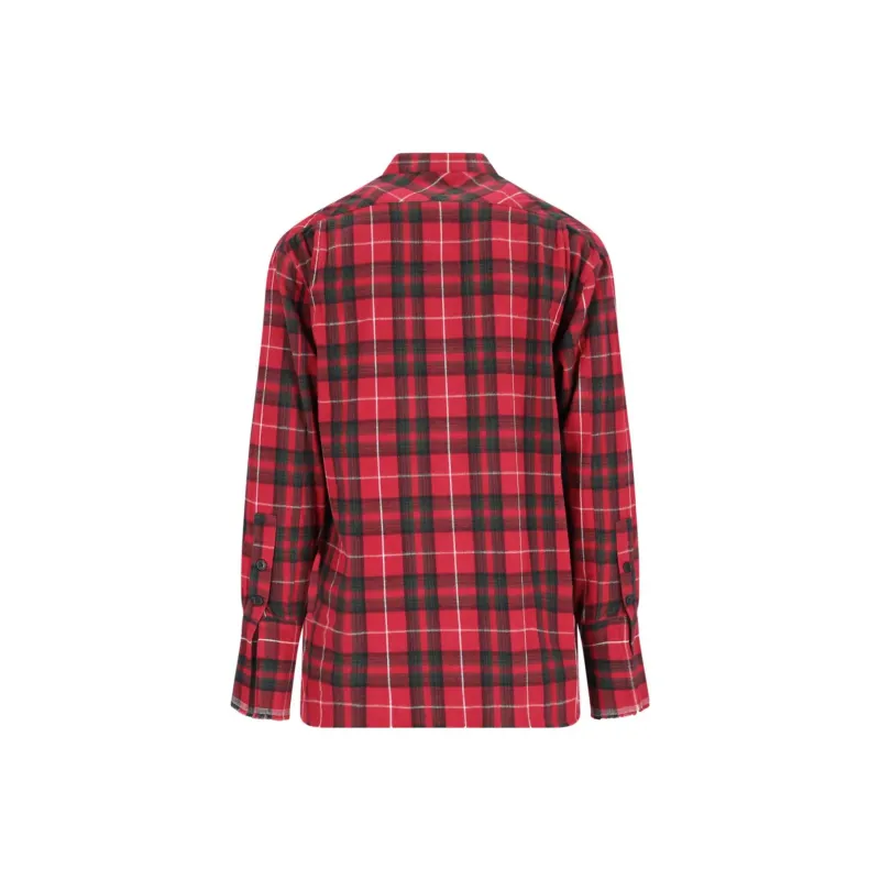 GREG LAUREN Check-print Denim-detail Open Shirt-1