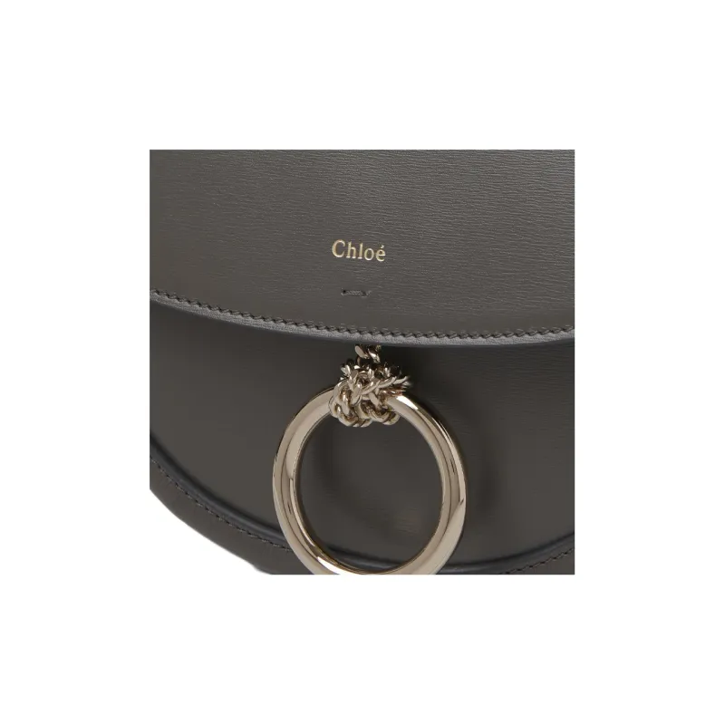 Chloe Calfskin Shoulder Bag, Crossbody Bag Small Size Women's Elephant Gray-3