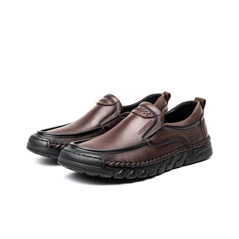 LAORENTOU Men's Casual Shoes Men Low Top Black/Brown-7