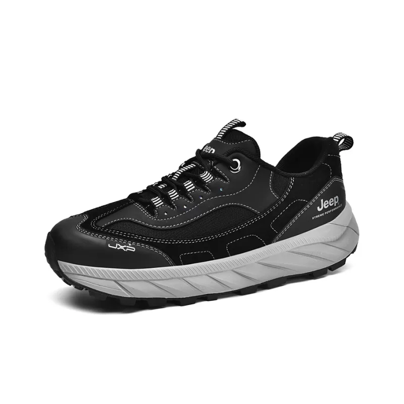 Jeep Cushioning Anti Slip And Wear Resistant Coverage Support Low Top Outdoor Shoes Men's Black-2
