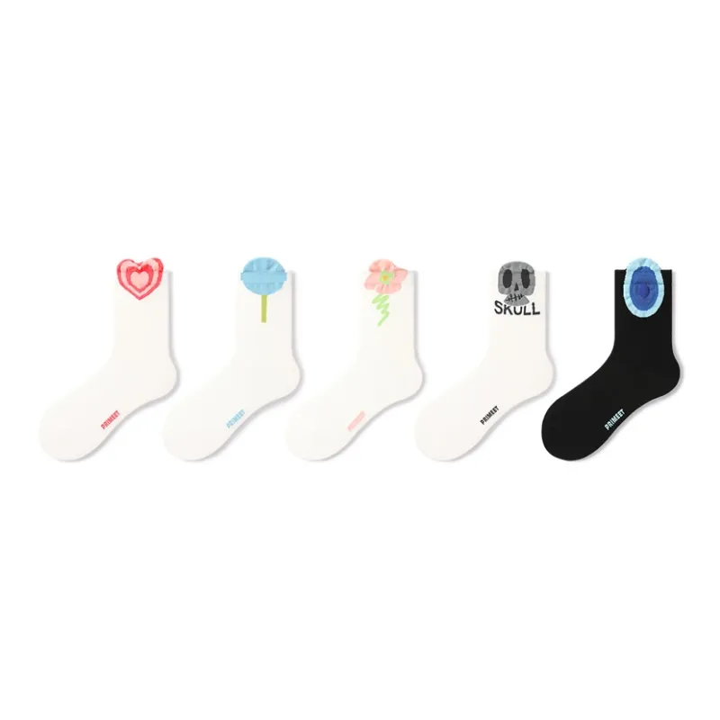 Primeet Mid Calf Socks Spring Summer Women's 5 Pack-15