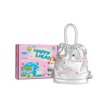 LOLA DESIGN PU Small Crossbody Bag Bucket Bag Backpack Crossbody Bag Small Size Women's Silver