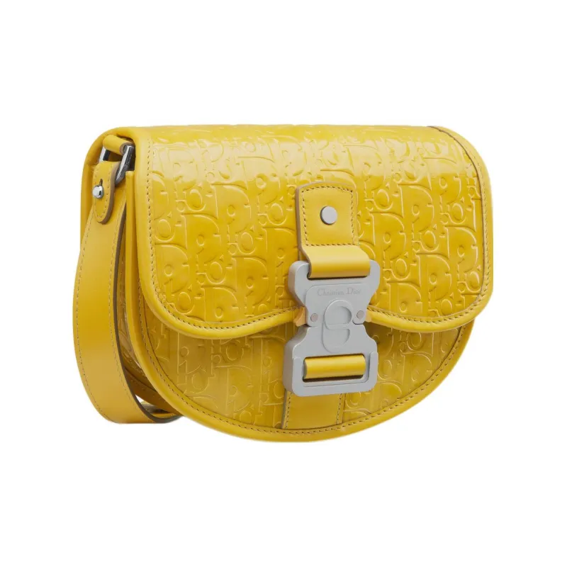 DIOR Gallop Oblique Gravity Print Leather Messenger Bag Shoulder Bag Crossbody Bag Mini Men's Yellow-1