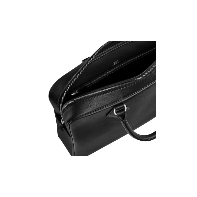 HERMES Evergrain Calfskin Briefcase Shoulder Bag Crossbody Bag Handbag Regular Men's 89 Noir Black-3
