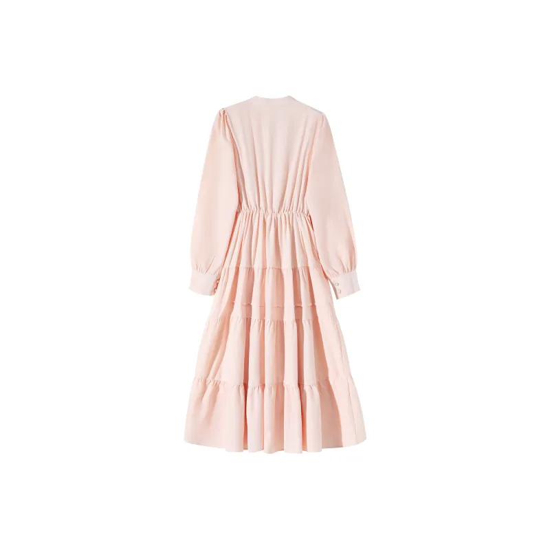 EIDOLON GRAIN Long Sleeved Dress Women's Pink-1