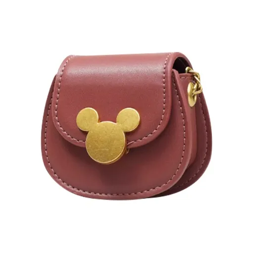 MESUCA Disney X Minnie Disney Mickey Collaboration PU Saddle Bag, Shoulder Bag, Crossbody Bag Medium Size Women's Red-7