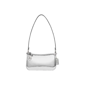 COACH Penn Leather Shoulder Bag, Handbag, Shoulder Bag Women's Metal Silver