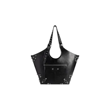 Balenciaga Le Cagole Lambskin Large Capacity One Shoulder Handbags Large Size Women's Black